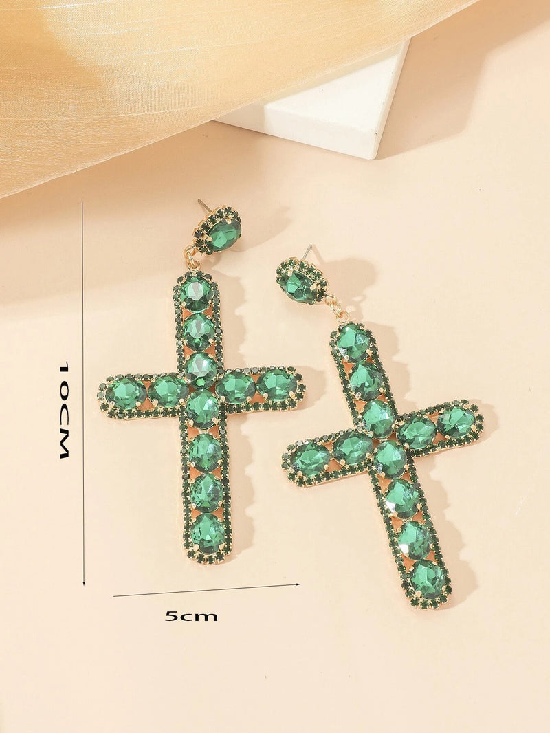 Rhinestone Cross Earrings