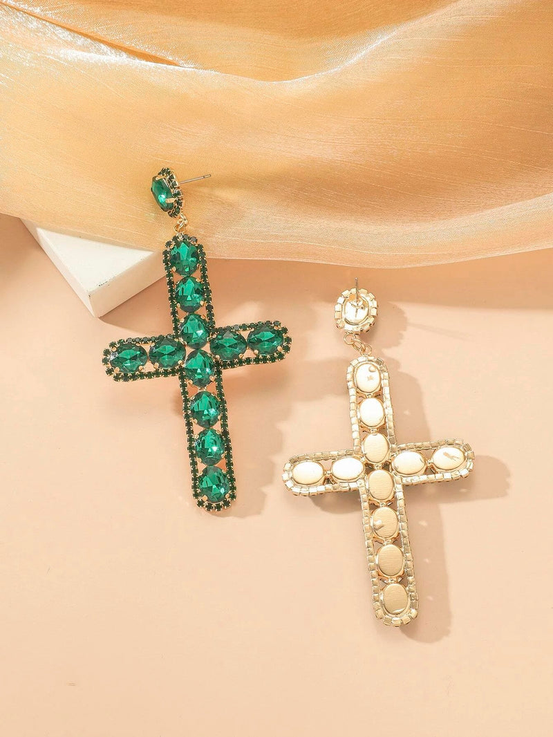 Rhinestone Cross Earrings