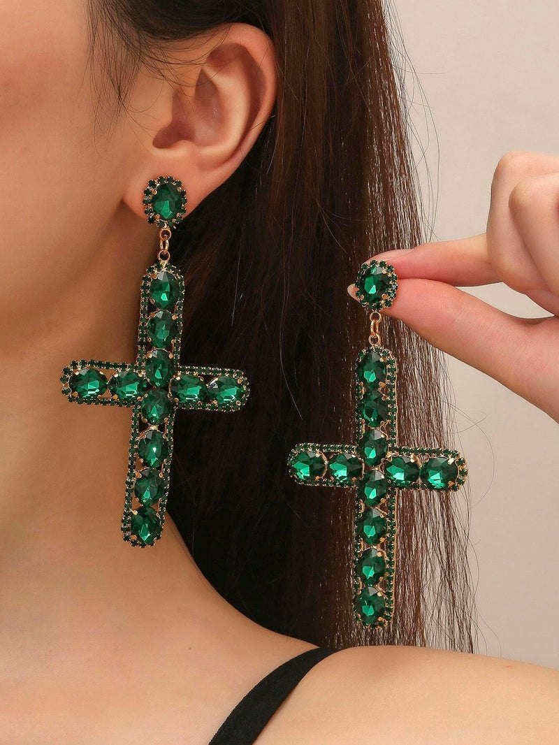 Rhinestone Cross Earrings