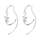 Hollowed out face drop earrings for women gold plated punk earrings Jewelry (gold)