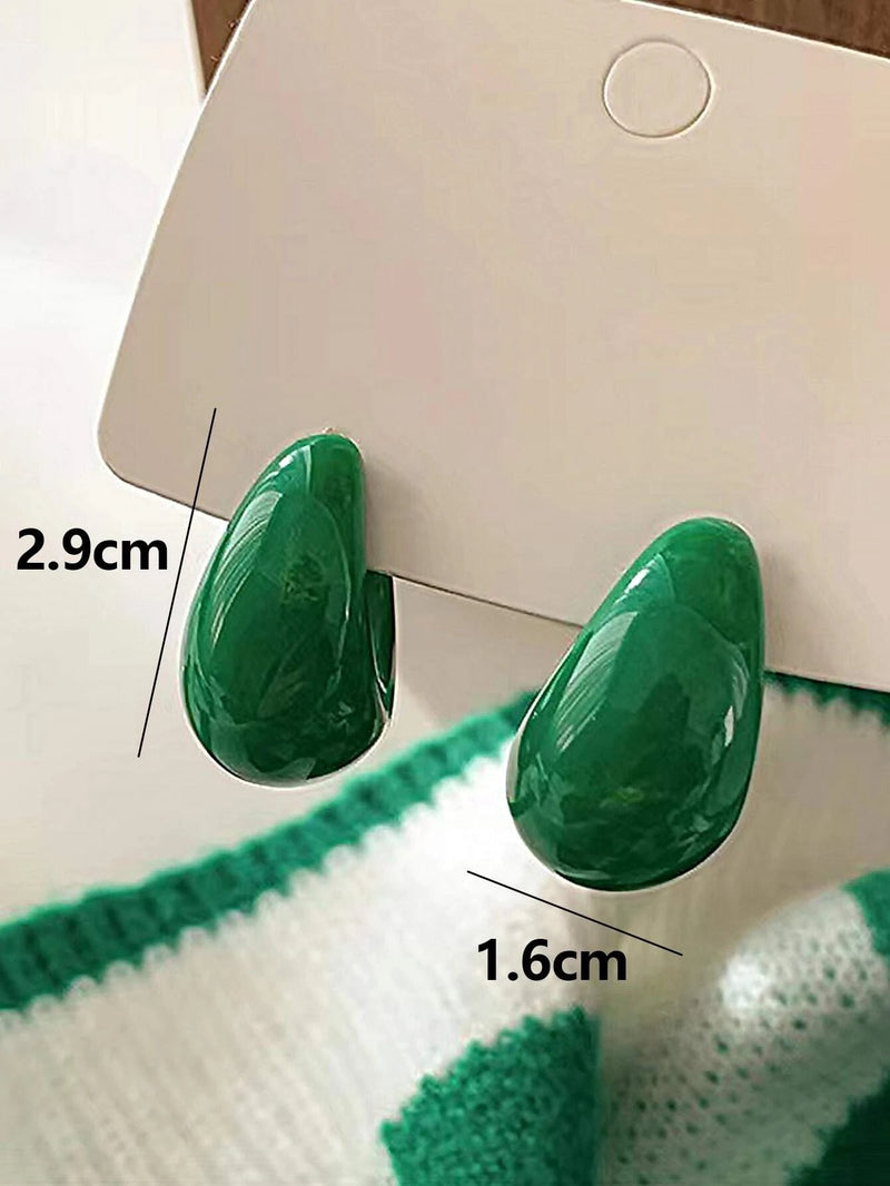 Minimalist Green Hoop Earrings