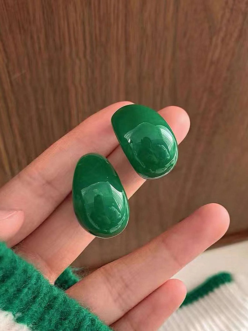 Minimalist Green Hoop Earrings