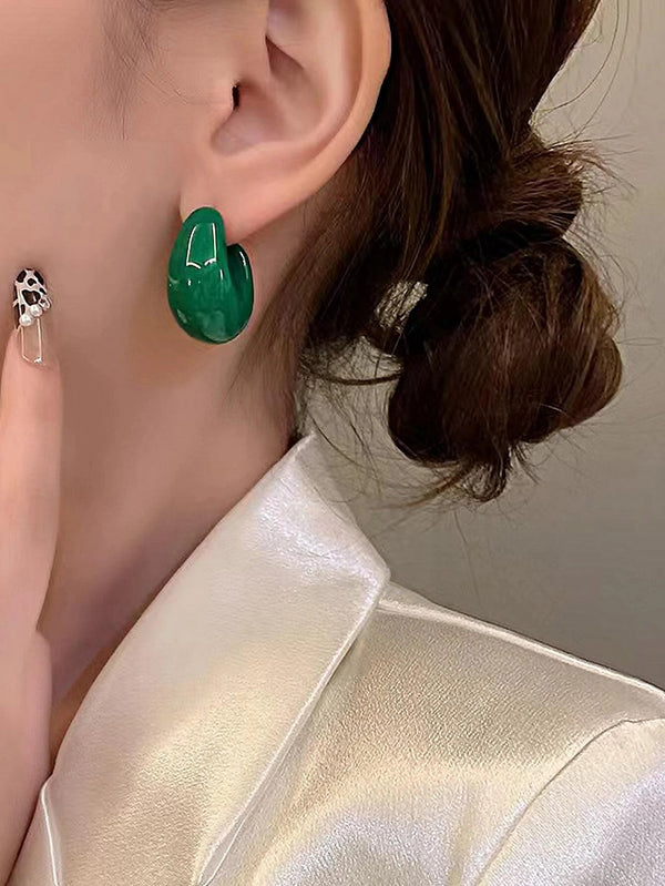 Minimalist Green Hoop Earrings