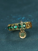 Green Rhinestone Décor Ring (Size 10)