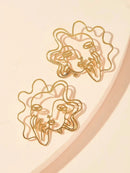Hollowing Out Three-dimensional Face Outline Alloy Studs Earrings Personality Jewelry