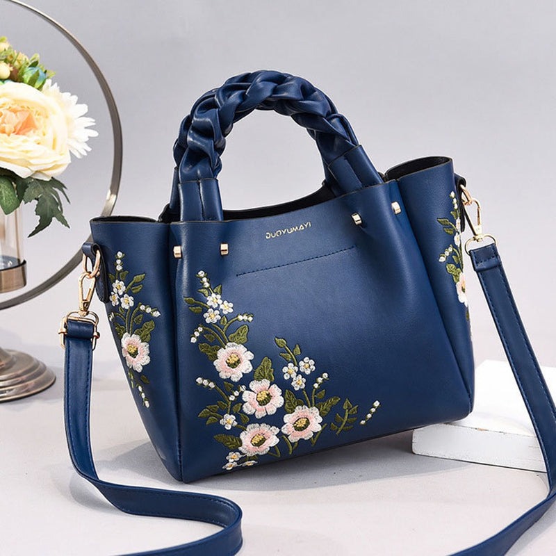 Handbag, Shoulder Flower Lady Designer Handbags Embroidery Women Top Handle Satchel Handbags Shoulder Bag Tote Purse - FayaChoice