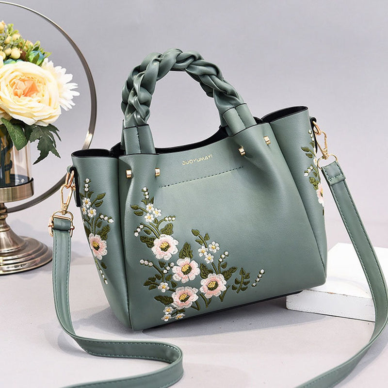 Handbag, Shoulder Flower Lady Designer Handbags Embroidery Women Top Handle Satchel Handbags Shoulder Bag Tote Purse - FayaChoice