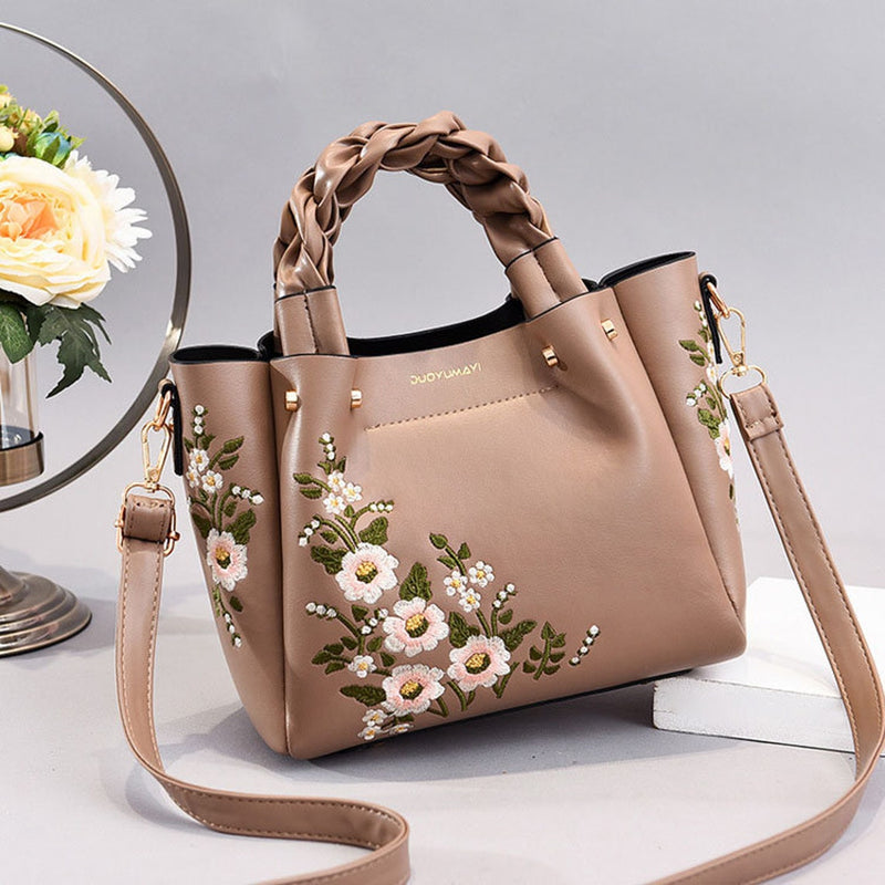 Handbag, Shoulder Flower Lady Designer Handbags Embroidery Women Top Handle Satchel Handbags Shoulder Bag Tote Purse - FayaChoice