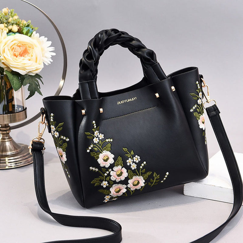 Handbag, Shoulder Flower Lady Designer Handbags Embroidery Women Top Handle Satchel Handbags Shoulder Bag Tote Purse - FayaChoice