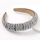 Rhinestone Crystal Diamond Headband for Women Fashionable Handmade Wide Hair Hoops Beaded Bling Hairband Hair Accessories - FayaChoice