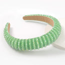 Rhinestone Crystal Diamond Headband for Women Fashionable Handmade Wide Hair Hoops Beaded Bling Hairband Hair Accessories - FayaChoice