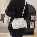 Purse and Hat Set 2 pcs Wide brim fedora felt fedora with plastic chain and Women Fashion Thick Chain Solid Color PU Crossbody Bag - FayaChoice