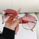2022 Rimless Sunglasses Women Luxury Brand Design Diamond Sunglasses Gradient Shades Uv400 - FayaChoice