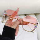 2022 Rimless Sunglasses Women Luxury Brand Design Diamond Sunglasses Gradient Shades Uv400 - FayaChoice
