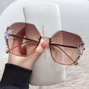 2022 Rimless Sunglasses Women Luxury Brand Design Diamond Sunglasses Gradient Shades Uv400 - FayaChoice