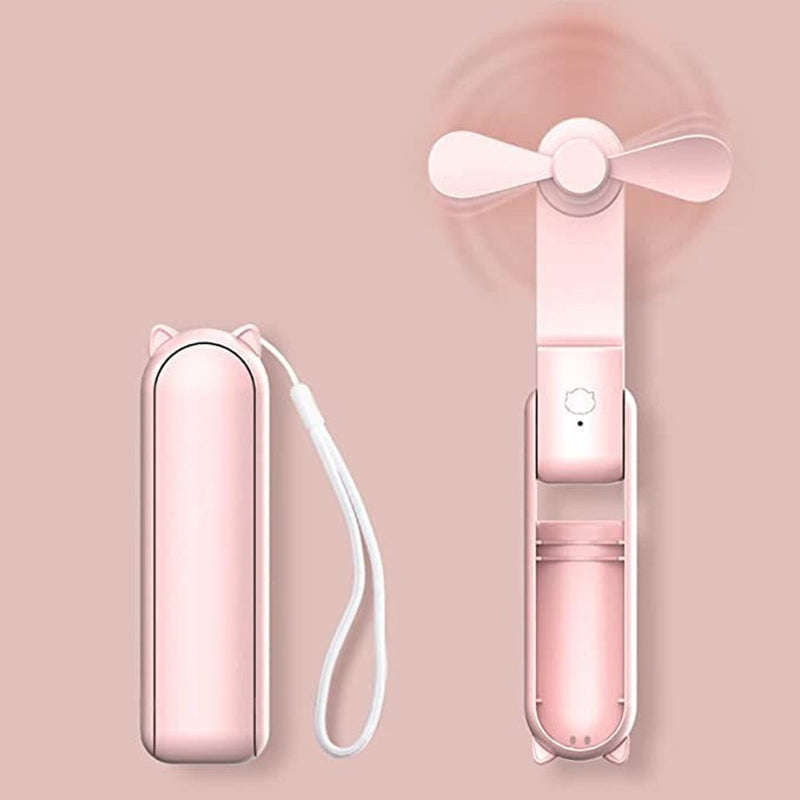 3 in 1 Handheld Mini Hand Fan Portable Mini Fan with Rechargeable Battery Portable Foldable Fan with Power Bank, USB Rechargeable - FayaChoice