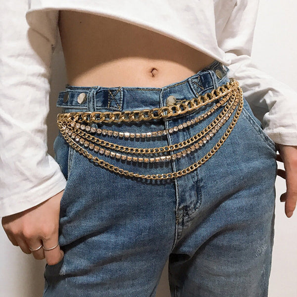4194 Women\'s Chain Belts Fashion Layered Flocking Cloth Metal Waist Liutufy Women main image 2