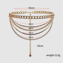 Women Chic All-Match Layered Metal Dress Chain Belt Multilayer Chain Belts for Women adjustable to 37.2 inches (length 94.5 cm ) - FayaChoice