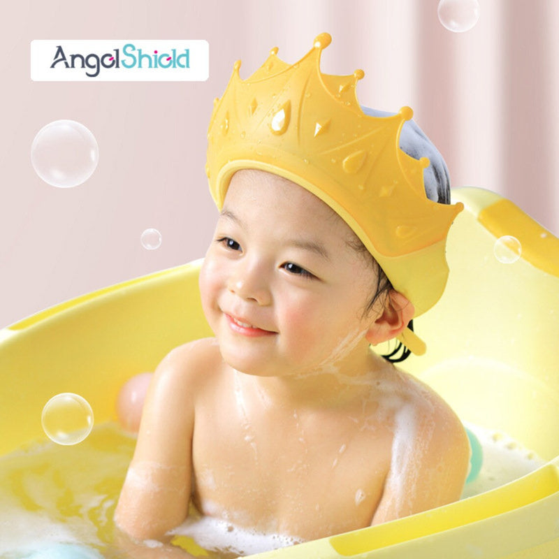 Baby Shower Cap Waterproof Shampoo hat for Children Toddler Girls Boys Protect ears eyes. Adjustable Silicone Bathing Crown - FayaChoice