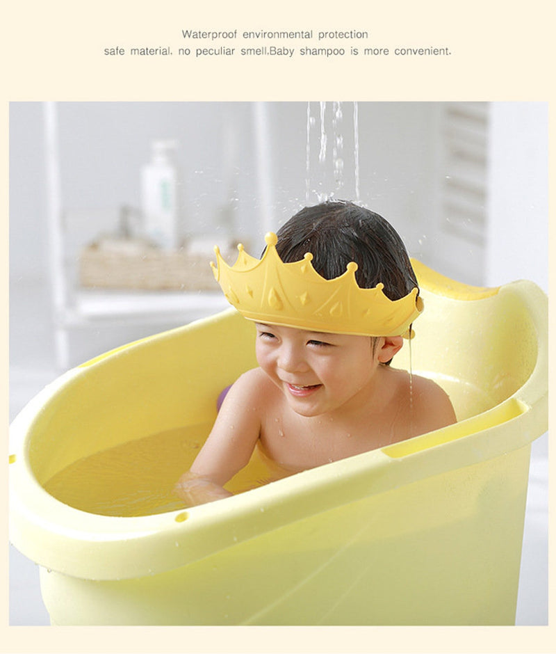 Baby Shower Cap Waterproof Shampoo hat for Children Toddler Girls Boys Protect ears eyes. Adjustable Silicone Bathing Crown - FayaChoice