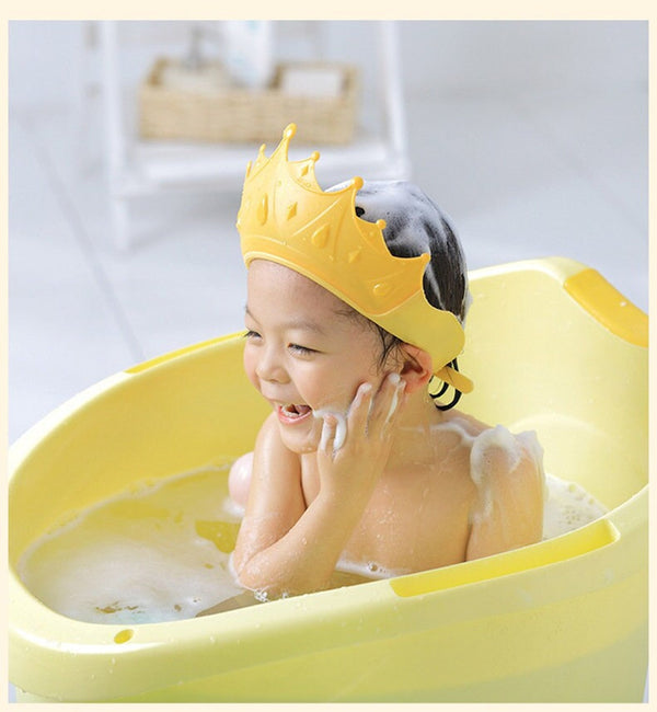 Baby Shower Cap Waterproof Shampoo hat for Children Toddler Girls Boys Protect ears eyes. Adjustable Silicone Bathing Crown - FayaChoice