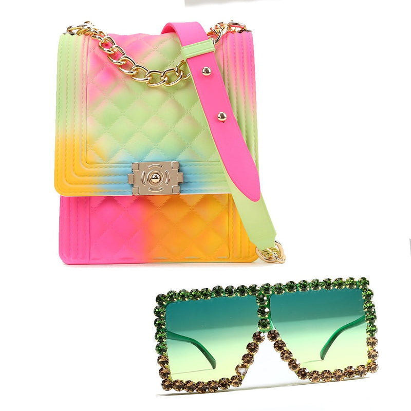 2 Pieces Set Jelly Purse Handbags and Sunglasses - FayaChoice