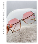 2022 Rimless Sunglasses Women Luxury Brand Design Diamond Sunglasses Gradient Shades Uv400 - FayaChoice