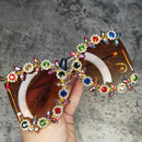 Round Pearl Oversized Diamond Sunglasses for Women 2022 - FayaChoice