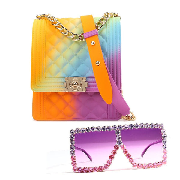 2 Pieces Set Jelly Purse Handbags and Sunglasses - FayaChoice