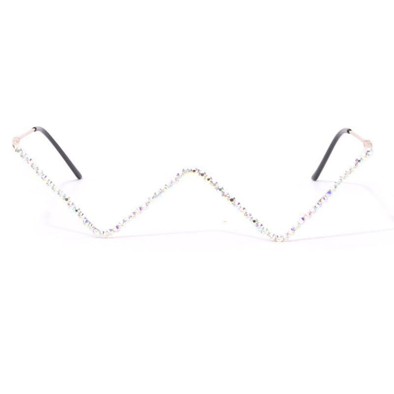 V-Shaped Lensless Rhinestone Decoration Glasses Frame - FayaChoice