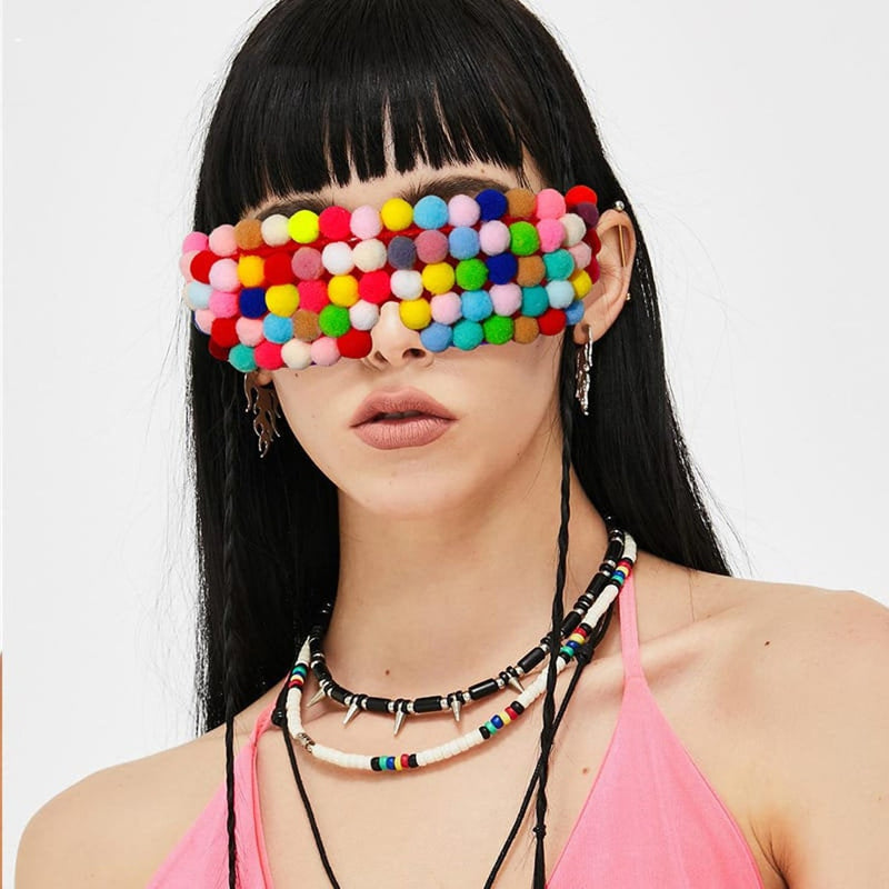 Unique Colorful Cotton Beads Decoration Sunglasses - FayaChoice