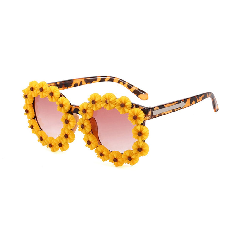 Little Girls Summer Sunglasses Sweet Style Sunflowers Frame Outdoor Casual - FayaChoice