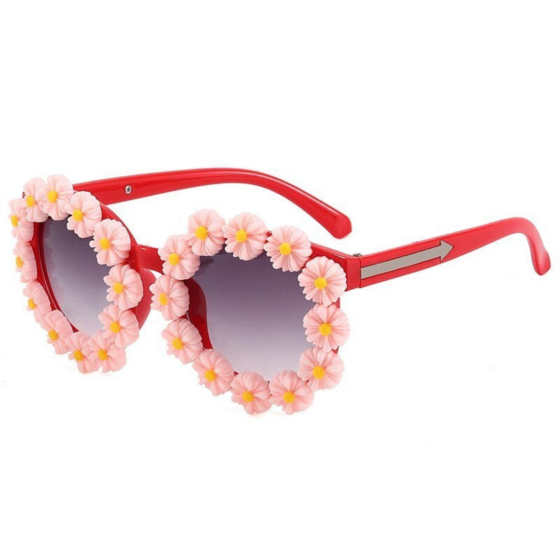 Little Girls Summer Sunglasses Sweet Style Sunflowers Frame Outdoor Casual - FayaChoice