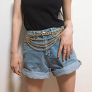 Women Chic All-Match Layered Metal Dress Chain Belt Multilayer Chain Belts for Women adjustable to 37.2 inches (length 94.5 cm ) - FayaChoice
