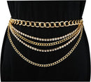 Women Chic All-Match Layered Metal Dress Chain Belt Multilayer Chain Belts for Women adjustable to 37.2 inches (length 94.5 cm ) - FayaChoice