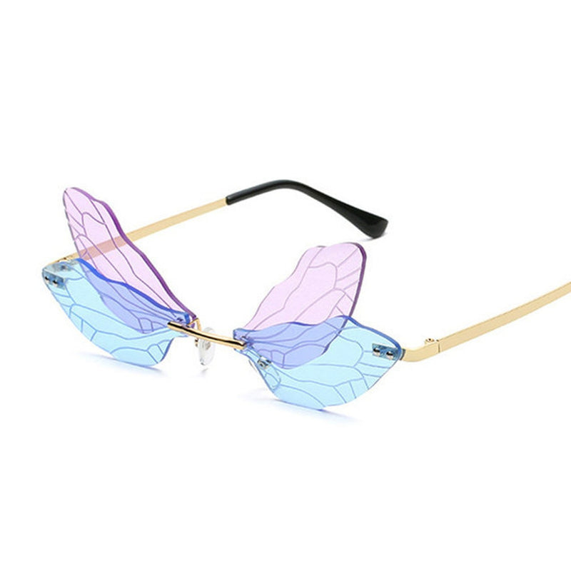 Butterfly Sunglasses Rimless Dragonfly Wing Sunglasses Personalized Sunglasses for Women - FayaChoice