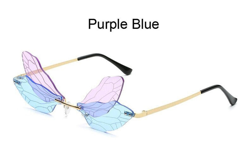 Butterfly Sunglasses Rimless Dragonfly Wing Sunglasses Personalized Sunglasses for Women - FayaChoice