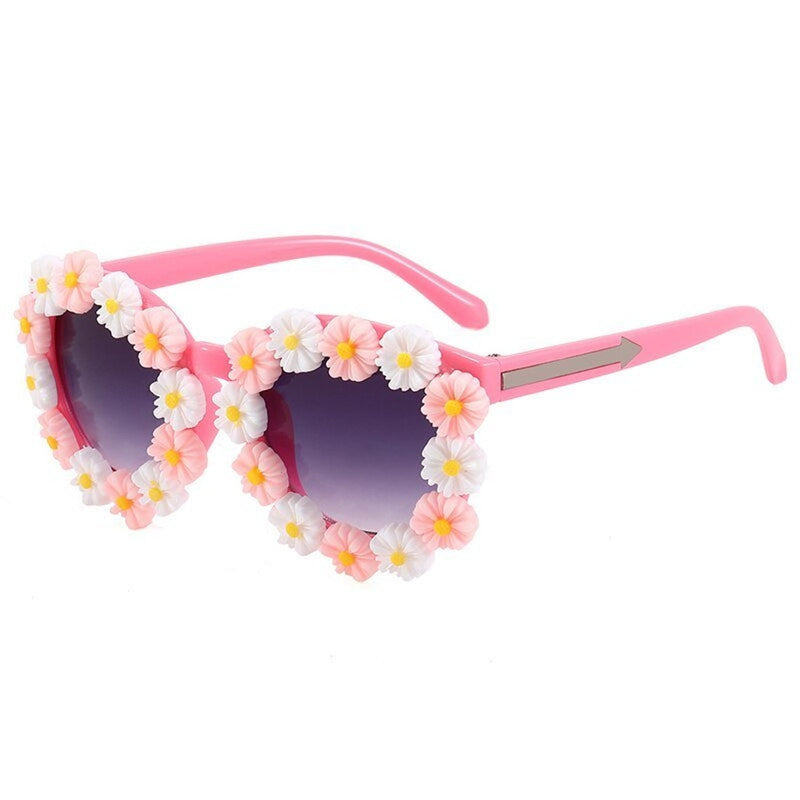 Little Girls Summer Sunglasses Sweet Style Sunflowers Frame Outdoor Casual - FayaChoice