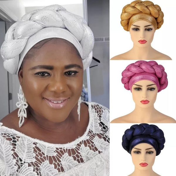 Pre-Tied Turban Women Turban, Braided Turban African Headwrap - FayaChoice