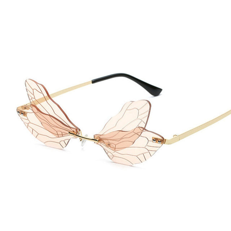 Butterfly Sunglasses Rimless Dragonfly Wing Sunglasses Personalized Sunglasses for Women - FayaChoice