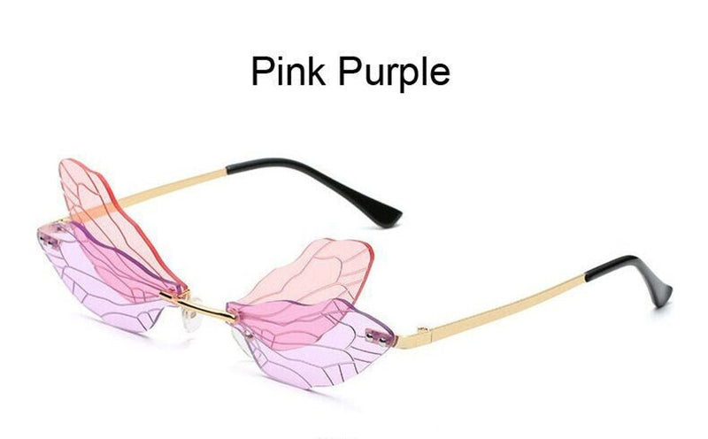 Butterfly Sunglasses Rimless Dragonfly Wing Sunglasses Personalized Sunglasses for Women - FayaChoice