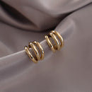 Three-layer Earrings Circle Ear Accessories Hot 2022 Lightweight Stud Earrings For Women New Vintage Geometric Triple hoop small earrings - FayaChoice