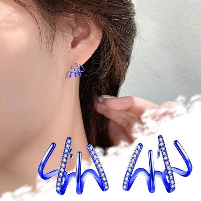 4 Claw Stud Earrings, Claw Earrings Stud Earrings for Women Teen Girls Minimalist Cuff Piercing Studs Wrap Earrings - FayaChoice