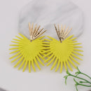 Heart Dangle Earrings Stud Rock Big Leaf Heart Hanging Earring for Women Punk Statement Metal Geometric Fan-shaped Tassel Jewelry - FayaChoice