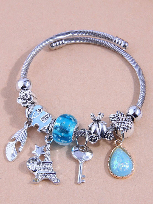 Lock & Key, Leaf Charm Bangle