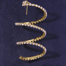 Women Fashion Personality Rhinestone Bending Semicircle Earrings