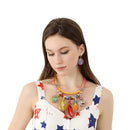 Women Fashion Exaggerated Boho Resin Tassel Necklace Earrings Set