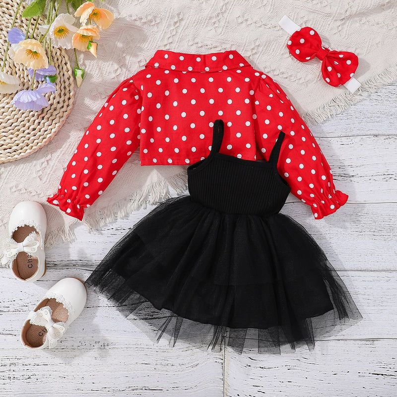 Baby Girl Long-sleeve Bowknot Lace Mesh Party Dress