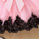 Baby Girl Long-sleeve Bowknot Lace Mesh Party Dress