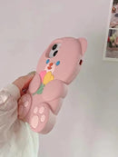 Pink Cartoon Bear Design Silicone Anti-fall Phone Case for iPhone 13 Pro Max
